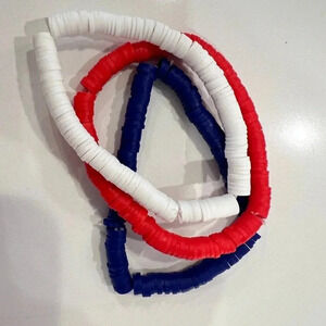 NEW with Tag (NWT) Patriotic Red, White and Blue multiple beaded bracelets